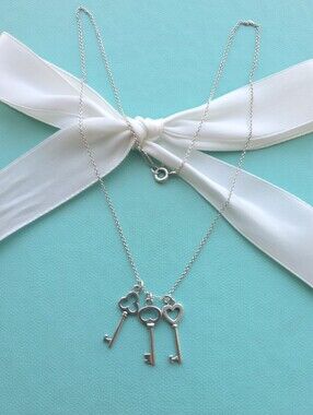T&Co Retired  Mini Key Trio Necklace - Heart, Clover & Oval Keys